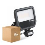 Mehrfachpackung 5x Ledvance Led-Scheinwerfer Aluminium Schwarz 41W 6000lm 100D - 840 Kaltweiß | IP65 - Bewegungs- Und Lichtsensor - Symmetrisch