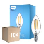 Mehrfachpackung 10x Philips Corepro LED Kerze E14 Fadenlampe Klar 6.5W 806lm - 840 Kaltweiß | Ersatz für 60W