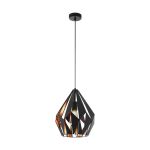 Eglo Pendelleuchte Carlton 1 Schwarz, Bernstein | Geeignet für E27