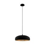 Eglo Pendelleuchte Moga 1 Stahl Schwarz Bernstein | IP20 - Geeignet für 1x E27 